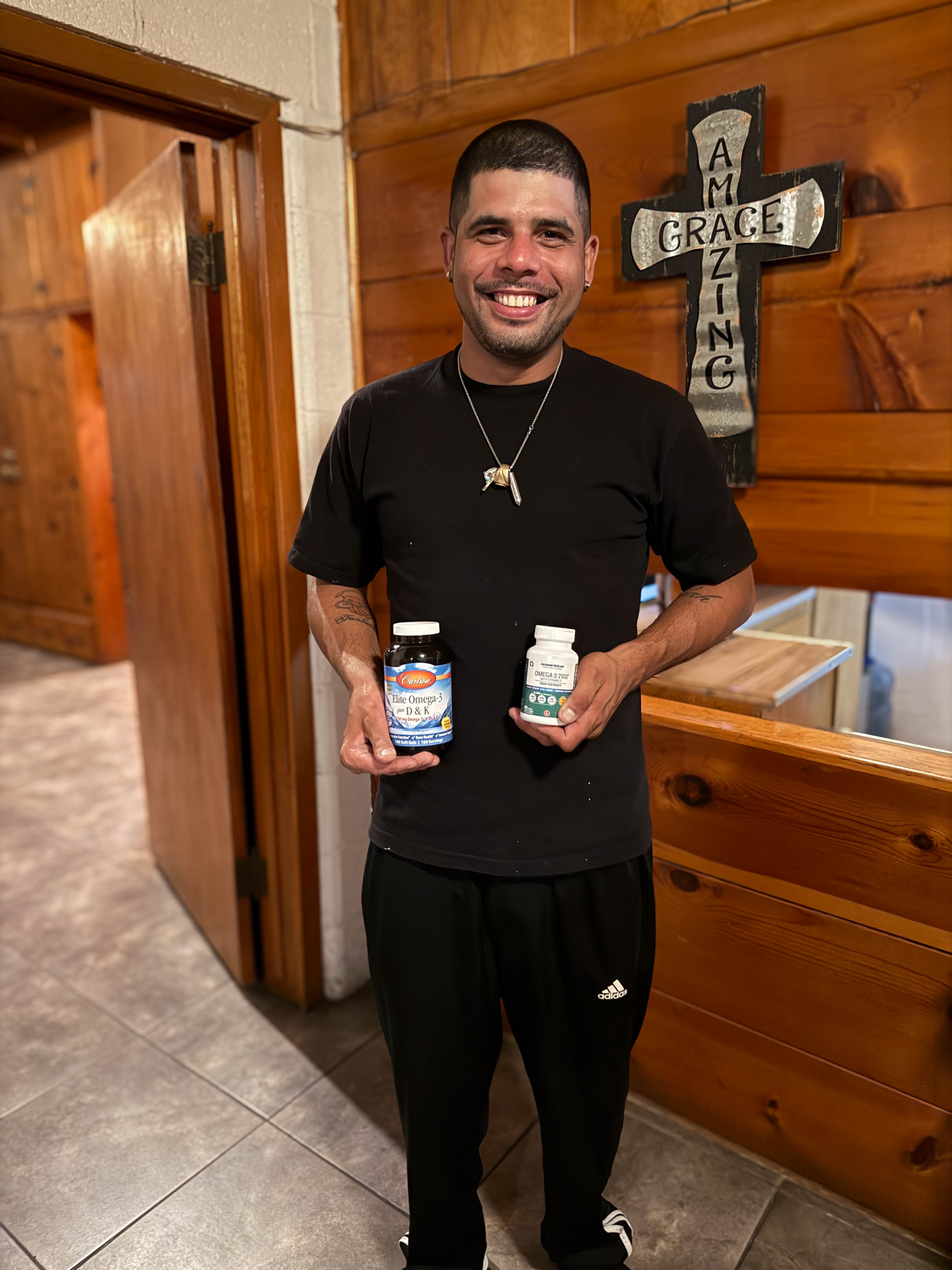 Young man with supplements
